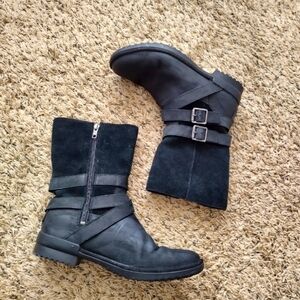 UGG Lorna Leather suede waterproof bucked zipped moto boots sz 8